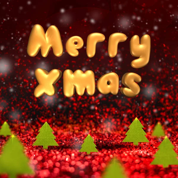 Merry Christmas 3d render metin yeşil Noel boyunca yüzen — Stok fotoğraf