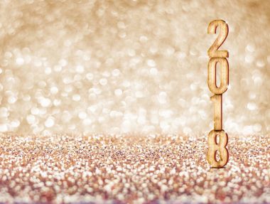 mutlu yeni yıl 2018 yıl sayı (3d render) parlak kalemde