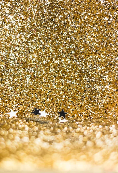 Gold sparkling glitter texture perspective background with silve