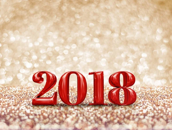 Feliz año nuevo 2018 año número rojo (3d renderizado) en sparklin — Foto de Stock