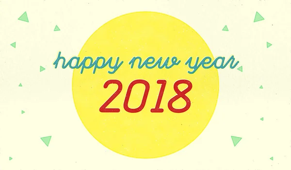 Vintage print style of Happy new year 2018 with yellow circle an