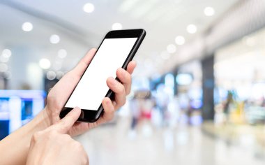 Bulanıklık mağazası ile el tıklayın cep telefonu arka plan bo