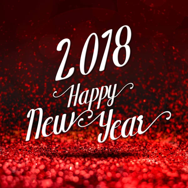 Felice anno nuovo 2018 a scintillio rosso, auguri di festa ca — Foto Stock