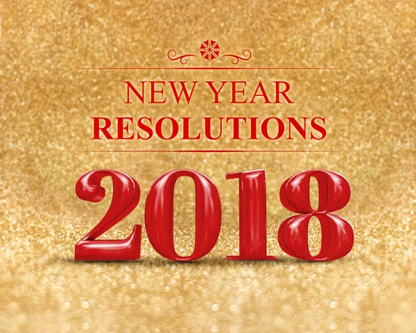 Resolución de año nuevo 2018 (3d renderizado) en brillo brillo de oro — Foto de Stock