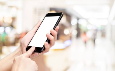 Bulanıklık mağazası ile el tıklayın cep telefonu arka plan bo