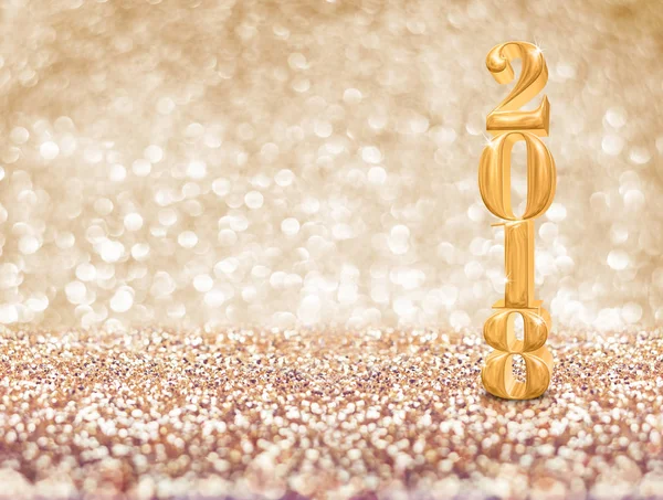 Feliz año nuevo 2018 año número de oro (3d renderizado) en sparkli — Foto de Stock