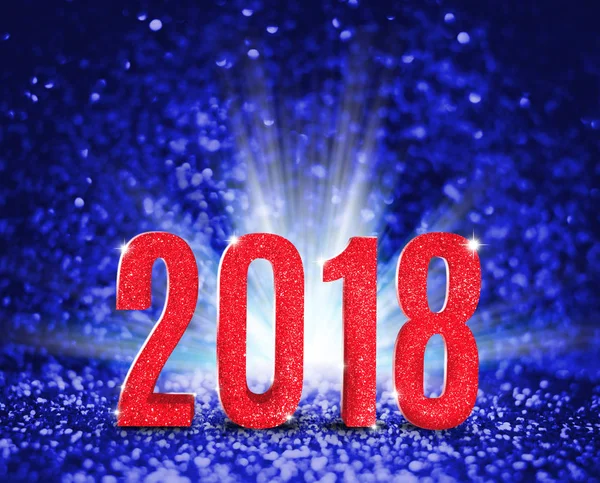 2018 nuovo anno con texture glitter rosso con bianco esplorare la luce — Foto Stock