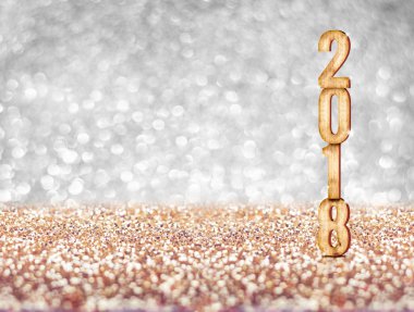 mutlu yeni yıl 2018 yıl sayı (3d render) parlak kalemde