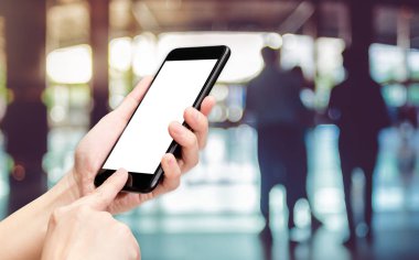 El tıklatın bulanıklık banka sayacı koridor Hall ile cep telefonu 