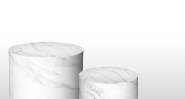 Parlak beyaz mermerden yapılmış Ürün Görüntüleme silindir standı 