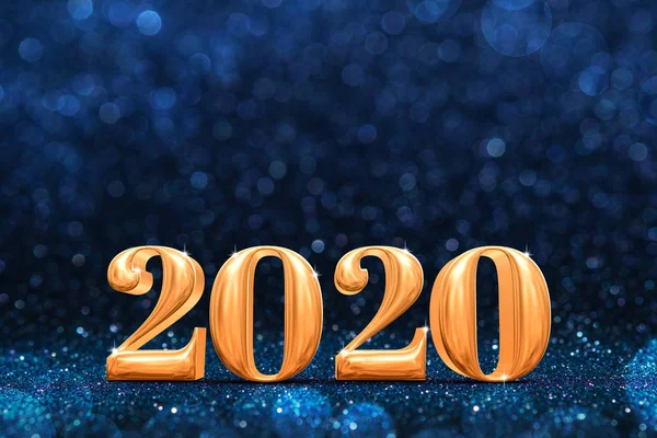 2020年黄金の新年抽象的な輝く暗いボールで3Dレンダリング — ストック写真