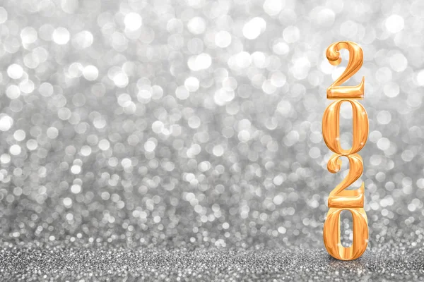 2020 dorato nuovo anno 3d rendendo astratto scintillante luminoso — Foto Stock