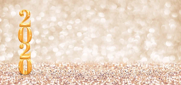 Gelukkig nieuwjaar 2020 jaar gouden nummer (3d rendering) bij sparkli — Stockfoto