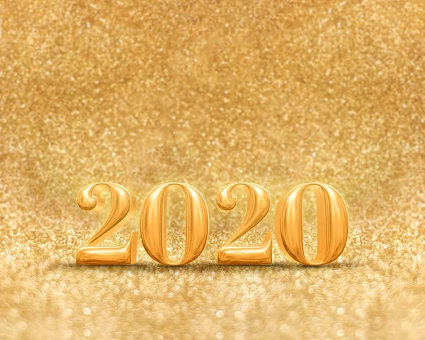 あけましておめでとうございます2020年ゴールドナンバー(3Dレンダリング) — ストック写真