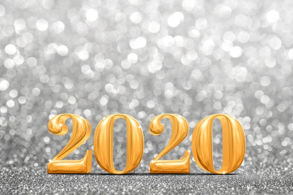 2020年黄金の新年抽象的な輝く明るいで3Dレンダリング — ストック写真