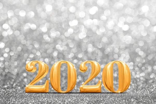 2020 dorato nuovo anno 3d rendendo astratto scintillante luminoso — Foto Stock