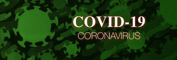 covid-19 coronavirus text with droplet virus illustration airborne over green flulid background .danger disease cause for illness