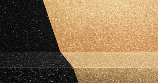 Black Gold Glitter Texture Table Product Display Background Perspective Studio — Stock Photo, Image