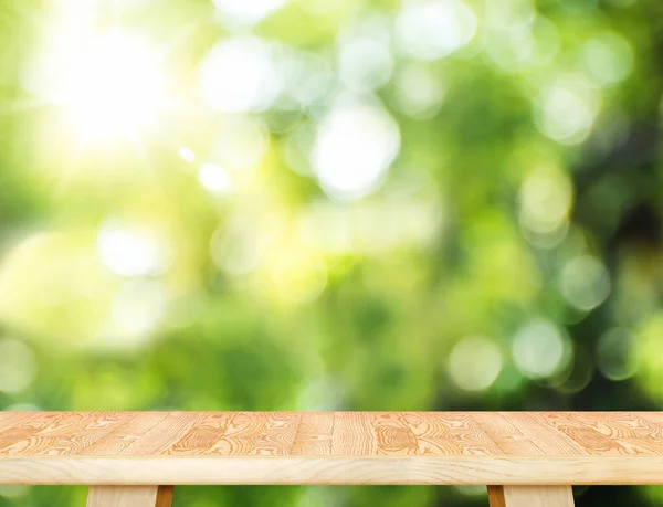 Tapa Tabla Madera Vacía Con Desenfoque Parque Con Luz Bokeh — Foto de Stock