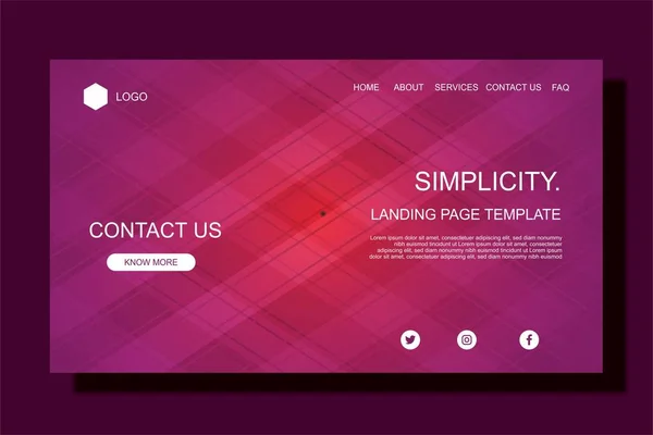 Moderne Landing-Page-Vorlage, bunt, für die Gestaltung von Business-Webseiten. — Stockvektor