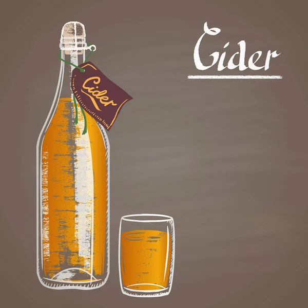 Cider in glazen fles — Stockvector
