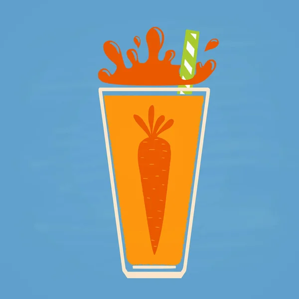 Zanahoria jugo fresco para el menú — Vector de stock