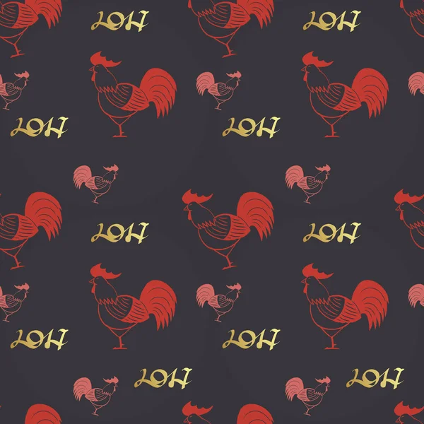 Patroon met rode hanen — Stockvector