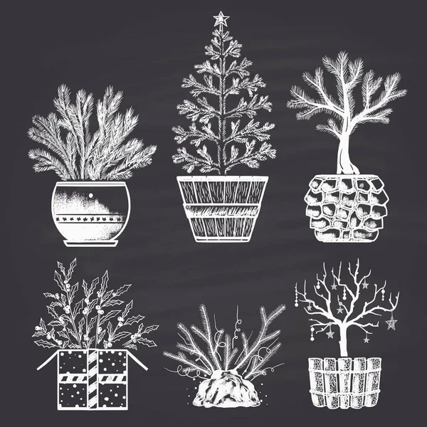 Ensemble de différents arbres de Noël — Image vectorielle