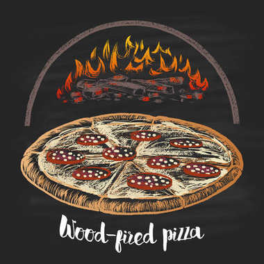 ahşap pizza ateş etti.