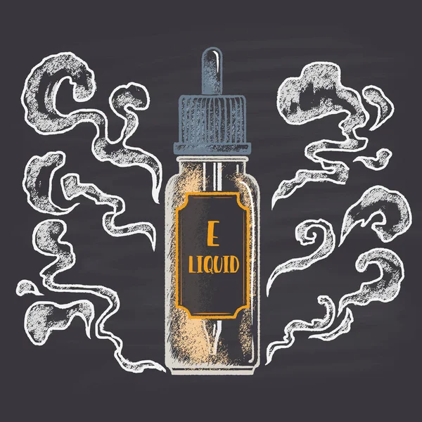 E-liquid körülvett füst üveg — Stock Vector