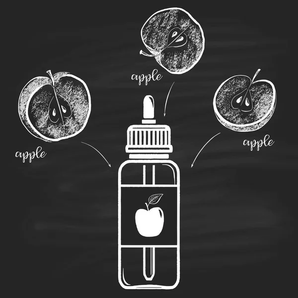 Botol e-cair dengan rasa apel - Stok Vektor