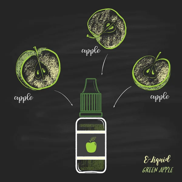 Garrafa e-líquido com sabor de maçã — Vetor de Stock