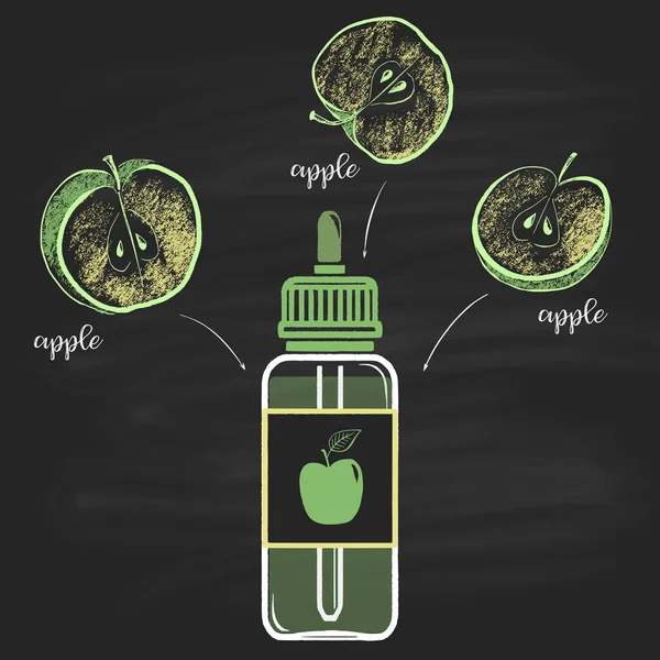 Botella e-líquido con sabor a manzana — Archivo Imágenes Vectoriales