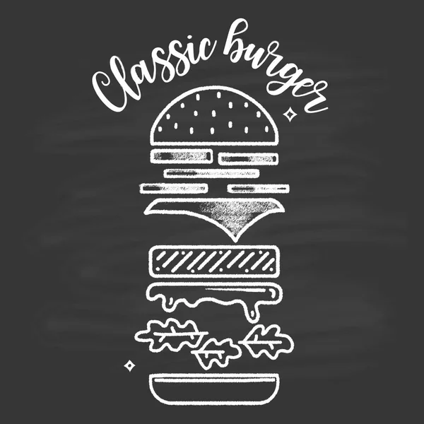 Classic Burger in disassembled form Stock Vector