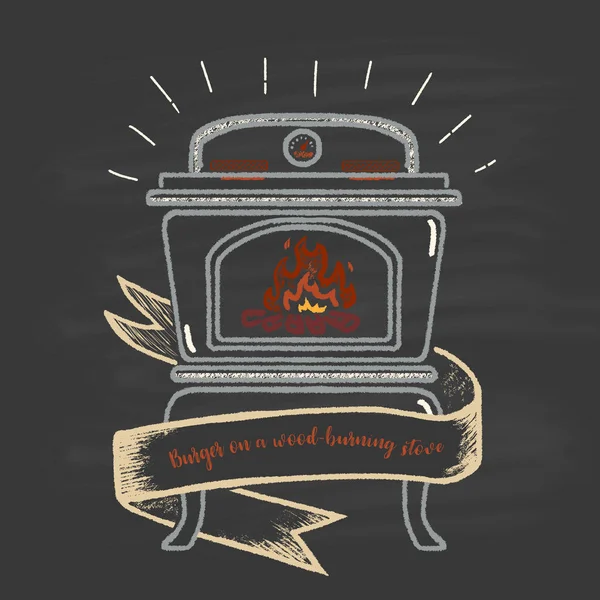 Wood-burning stove for burgers Vector Graphics