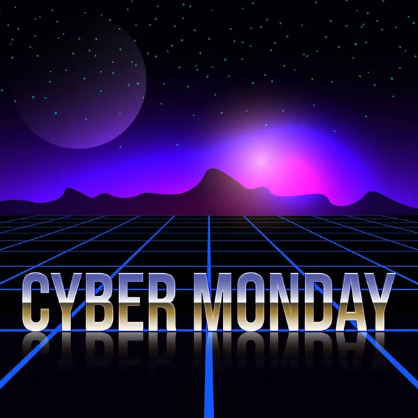Cyber Pazartesi retro futuristik arka plan.