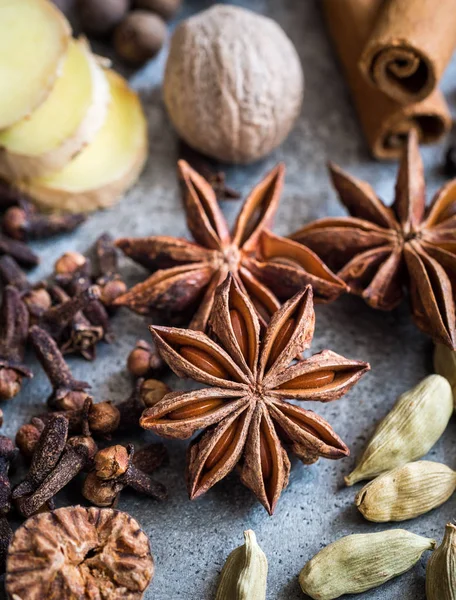 Kryddor för att göra pepparkakor spice mix — Stockfoto