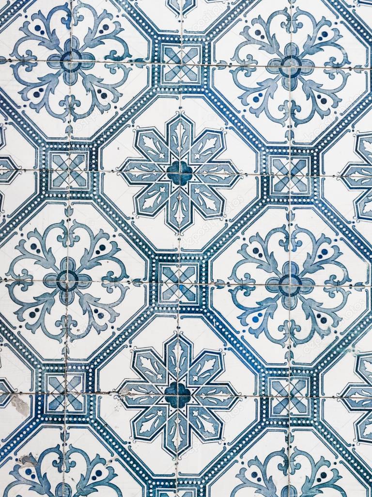 old tiles in Old Town of Lisbon