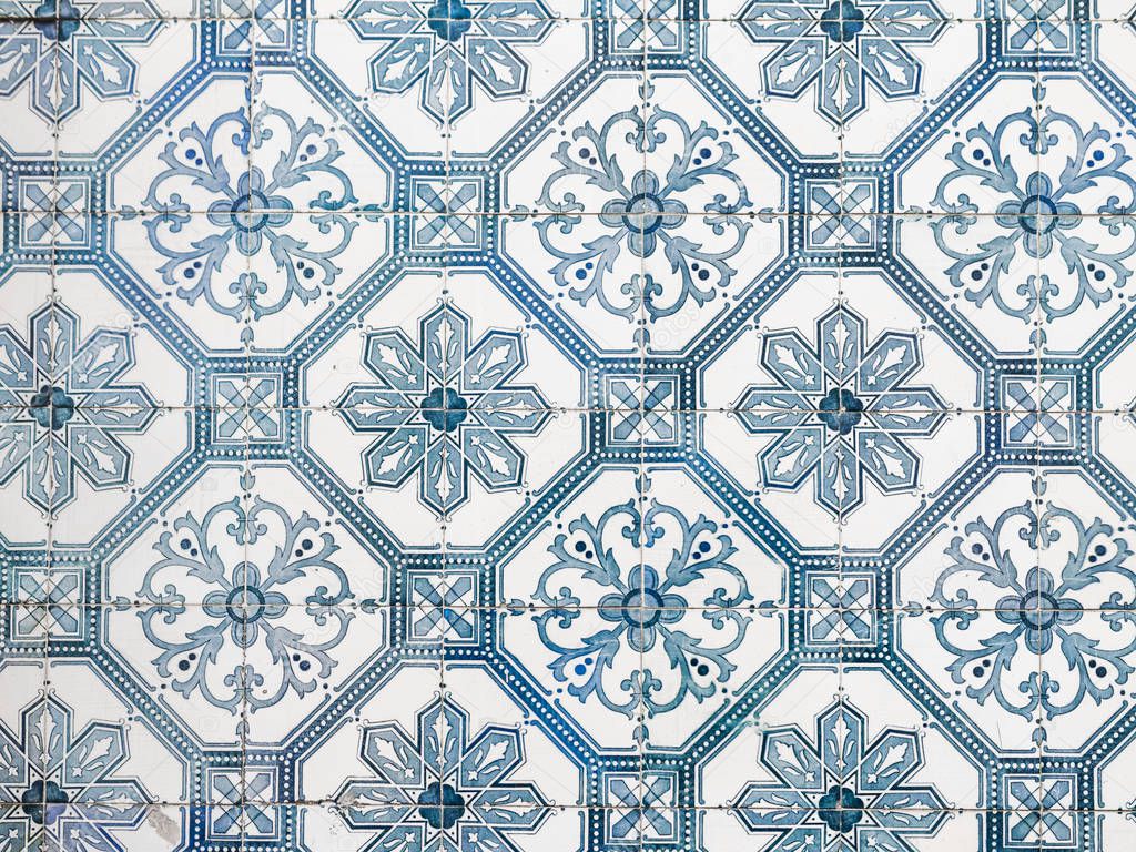 old tiles in Old Town of Lisbon