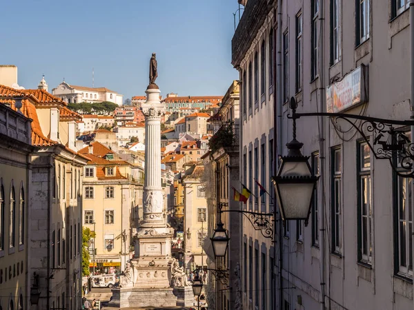 Säule von pedro iv auf dem Rossio-Platz — Stockfoto