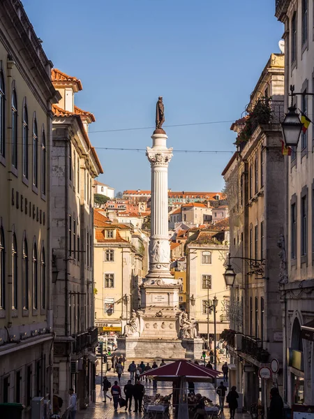 Säule von pedro iv auf dem Rossio-Platz — Stockfoto