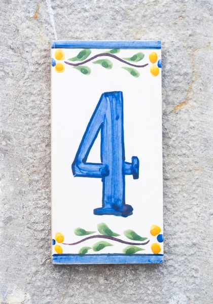 Traditional Portuguese house number plate — Stock Photo, Image