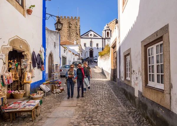 Calle principal de Obidos, Portugal — Foto de Stock