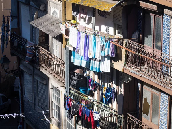 Architecture Old Town Porto Portugal Laundry Drying Balconies — Stock Photo, Image