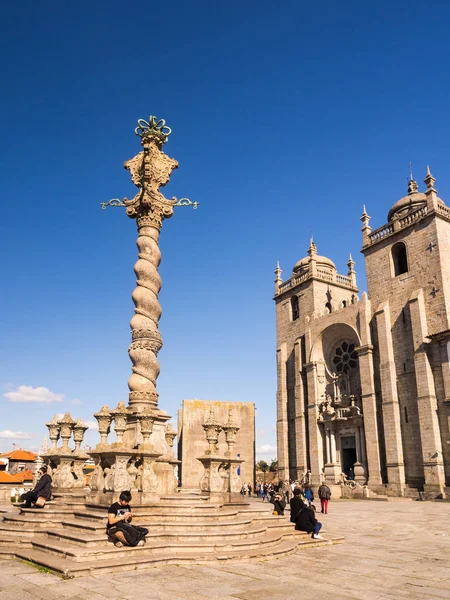 Porto Portugal Februari 2018 Porto Porto Katedraltorget Med Skampålen Pelourinho — Stockfoto