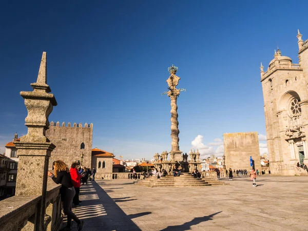 Porto Portugália Február 2018 Ban Porto Cathedral Csinálni Porto Tér Stock Kép