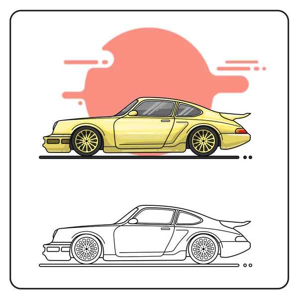 古典的な黄色の車簡単に編集可能 — ストックベクタ