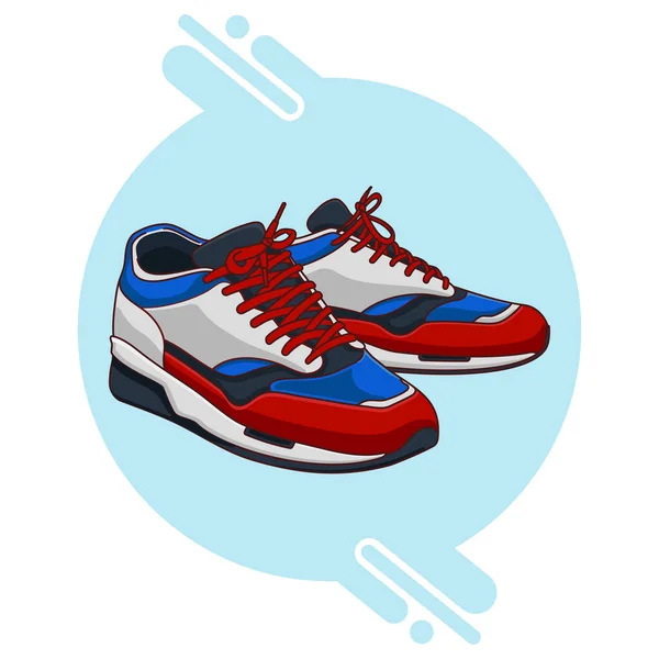 Wit Blauw Rood Zwart Sneakers — Stockvector