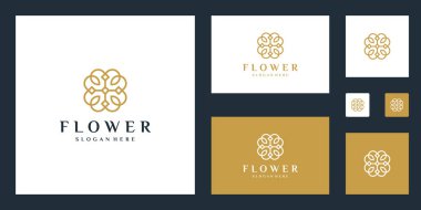 Çizgi sanatı tarzında minimalist zarif çiçek logosu tasarımı