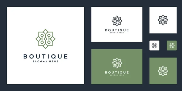 Simple Elegant Floral Monogram Design Template Elegant Line Art Logo — Stock Vector